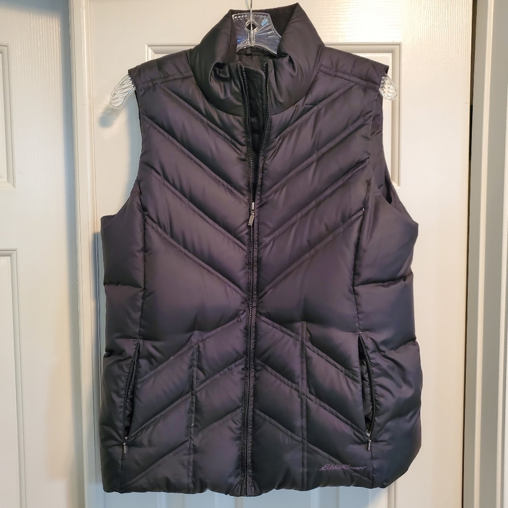 Women's Eddie Bower Quilted Goose Down Vest (Black) - Medium